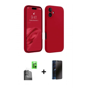 MARSİLYAN™- iPhone 16 Kılıf Kozmos Yansıma Özel Seri - Siyah 3D Antistatik Hayalet Cam Ekran Koruyucu + Raze Metal Kamera Lens - SH
