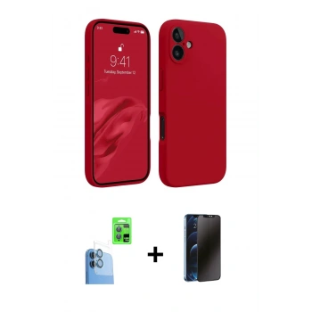 MARSİLYAN™- iPhone 16 Kılıf Kozmos Yansıma Özel Seri - Siyah 3D Antistatik Hayalet Cam Ekran Koruyucu + Raze Metal Kamera Lens - LT