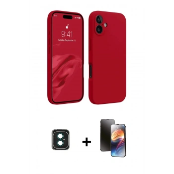 MARSİLYAN™- iPhone 16 Kılıf Kozmos Yansıma Özel Seri - Siyah 3D Antistatik Mat Seramik Nano Ekran Koruyucu + PVD Metal Kamera Lens - YL