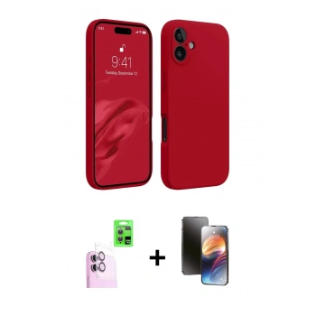 MARSİLYAN™- iPhone 16 Kılıf Kozmos Yansıma Özel Seri - Siyah 3D Antistatik Mat Seramik Nano Ekran Koruyucu + Raze Metal Kamera Lens - PE