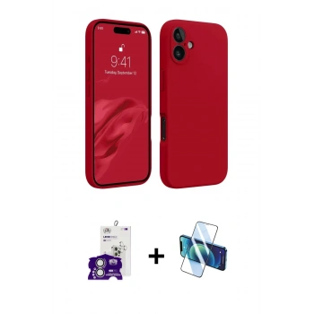 MARSİLYAN™- iPhone 16 Kılıf Kozmos Yansıma Özel Seri - Siyah 3D Antistatik Seramik Nano Ekran Koruyucu + Bilvis Titan Kamera Lens - GS