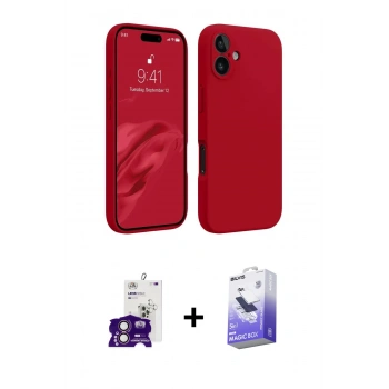 MARSİLYAN™- iPhone 16 Kılıf Kozmos Yansıma Özel Seri - Siyah Bilvis 5in1 5D Magic Hayalet Cam Ekran Koruyucu + Bilvis Titan Kamera Lens - PE