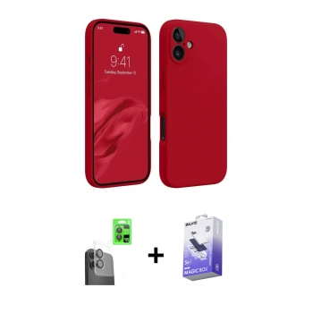 MARSİLYAN™- iPhone 16 Kılıf Kozmos Yansıma Özel Seri - Siyah Bilvis 5in1 5D Magic Hayalet Cam Ekran Koruyucu + Raze Metal Kamera Lens - SH