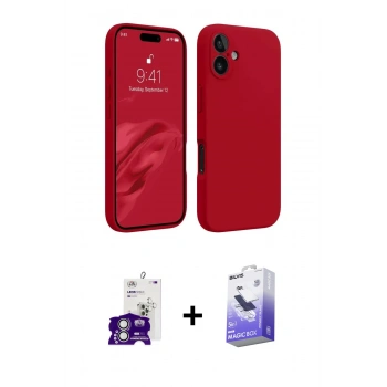MARSİLYAN™- iPhone 16 Kılıf Kozmos Yansıma Özel Seri - Siyah Bilvis 5in1 5D Magic Hayalet Cam Ekran Koruyucu + Bilvis Titan Kamera Lens - GS