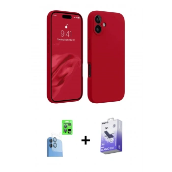 MARSİLYAN™- iPhone 16 Kılıf Kozmos Yansıma Özel Seri - Siyah Bilvis 5in1 5D Magic Hayalet Cam Ekran Koruyucu + Raze Metal Kamera Lens - LT