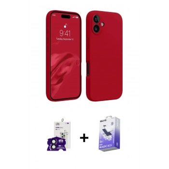 MARSİLYAN™- iPhone 16 Kılıf Kozmos Yansıma Özel Seri - Siyah Bilvis 5in1 5D Magic Hayalet Cam Ekran Koruyucu + Bilvis Titan Kamera Lens - SH