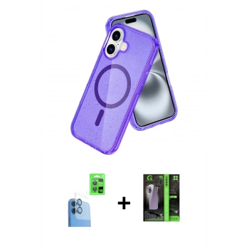 MARSİLYAN™- iPhone 16 Kılıf Nova Asil Prime - Şeffaf 360 Full Body Arka Koruyucu + Raze Metal Kamera Lens - LT