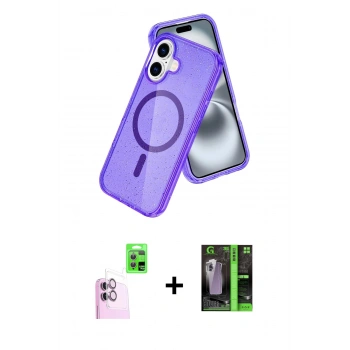MARSİLYAN™- iPhone 16 Kılıf Nova Asil Prime - Şeffaf 360 Full Body Arka Koruyucu + Raze Metal Kamera Lens - PE
