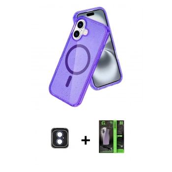 MARSİLYAN™- iPhone 16 Kılıf Nova Asil Prime - Şeffaf 360 Full Body Arka Koruyucu + PVD Metal Kamera Lens - MI