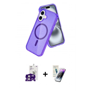 MARSİLYAN™- iPhone 16 Kılıf Nova Asil Prime - Şeffaf Pasifik Cam Ekran Koruyucu + Bilvis Titan Kamera Lens - PE