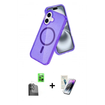 MARSİLYAN™- iPhone 16 Kılıf Nova Asil Prime - Şeffaf Pasifik Cam Ekran Koruyucu + Raze Metal Kamera Lens - SH