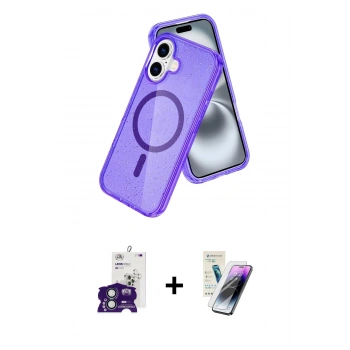 MARSİLYAN™- iPhone 16 Kılıf Nova Asil Prime - Şeffaf Pasifik Cam Ekran Koruyucu + Bilvis Titan Kamera Lens - YL
