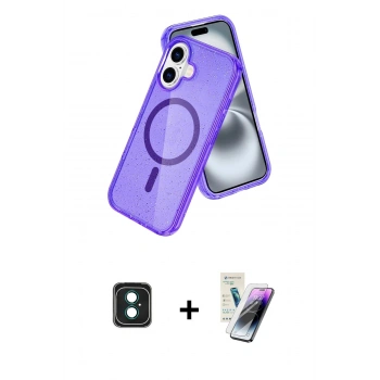 MARSİLYAN™- iPhone 16 Kılıf Nova Asil Prime - Şeffaf Pasifik Cam Ekran Koruyucu + PVD Metal Kamera Lens - YL