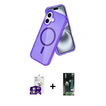 MARSİLYAN™- iPhone 16 Kılıf Nova Asil Prime - Siyah 360 Mat Full Body Arka Koruyucu + Bilvis Titan Kamera Lens - GS