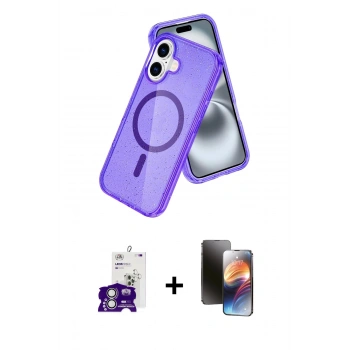 MARSİLYAN™- iPhone 16 Kılıf Nova Asil Prime - Siyah 3D Antistatik Mat Seramik Nano Ekran Koruyucu + Bilvis Titan Kamera Lens - GS