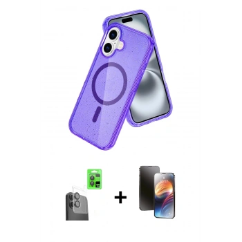 MARSİLYAN™- iPhone 16 Kılıf Nova Asil Prime - Siyah 3D Antistatik Mat Seramik Nano Ekran Koruyucu + Raze Metal Kamera Lens - SH