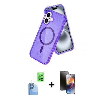 MARSİLYAN™- iPhone 16 Kılıf Nova Asil Prime - Siyah 3D Antistatik Mat Seramik Nano Ekran Koruyucu + Raze Metal Kamera Lens - LT