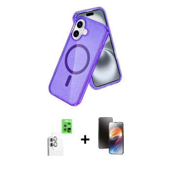 MARSİLYAN™- iPhone 16 Kılıf Nova Asil Prime - Siyah 3D Antistatik Mat Seramik Nano Ekran Koruyucu + Raze Metal Kamera Lens - BZ