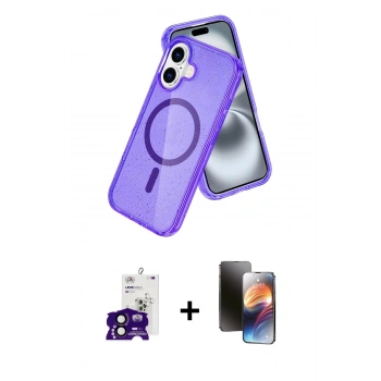 MARSİLYAN™- iPhone 16 Kılıf Nova Asil Prime - Siyah 3D Antistatik Mat Seramik Nano Ekran Koruyucu + Bilvis Titan Kamera Lens - SH