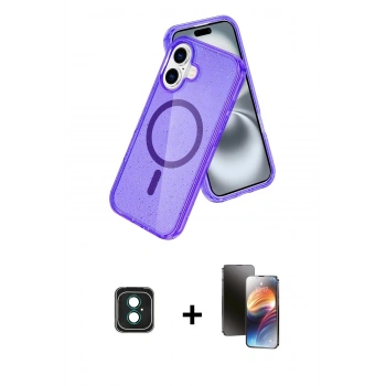 MARSİLYAN™- iPhone 16 Kılıf Nova Asil Prime - Siyah 3D Antistatik Mat Seramik Nano Ekran Koruyucu + PVD Metal Kamera Lens - YL