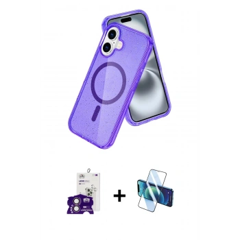 MARSİLYAN™- iPhone 16 Kılıf Nova Asil Prime - Siyah 3D Antistatik Seramik Nano Ekran Koruyucu + Bilvis Titan Kamera Lens - PE