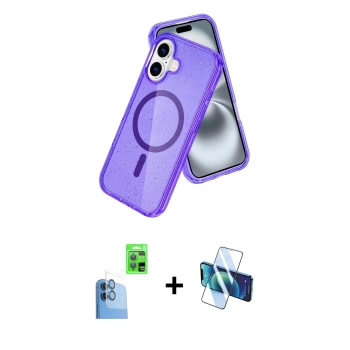 MARSİLYAN™- iPhone 16 Kılıf Nova Asil Prime - Siyah 3D Antistatik Seramik Nano Ekran Koruyucu + Raze Metal Kamera Lens - LT