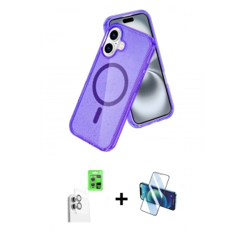 MARSİLYAN™- iPhone 16 Kılıf Nova Asil Prime - Siyah 3D Antistatik Seramik Nano Ekran Koruyucu + Raze Metal Kamera Lens - BZ