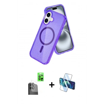 MARSİLYAN™- iPhone 16 Kılıf Nova Asil Prime - Siyah 3D Antistatik Seramik Nano Ekran Koruyucu + Raze Metal Kamera Lens - SH