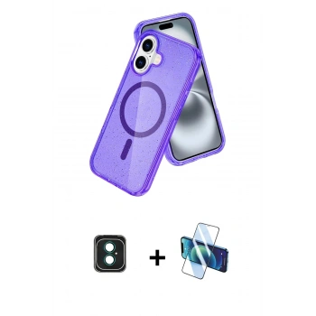 MARSİLYAN™- iPhone 16 Kılıf Nova Asil Prime - Siyah 3D Antistatik Seramik Nano Ekran Koruyucu + PVD Metal Kamera Lens - YL