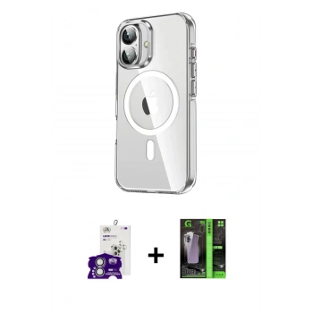 MARSİLYAN™- iPhone 16 Kılıf Nova Doku - Şeffaf 360 Full Body Arka Koruyucu + Bilvis Titan Kamera Lens - GS