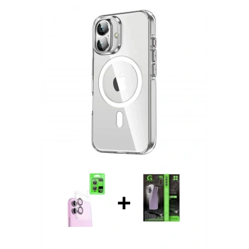 MARSİLYAN™- iPhone 16 Kılıf Nova Doku - Şeffaf 360 Full Body Arka Koruyucu + Raze Metal Kamera Lens - PE