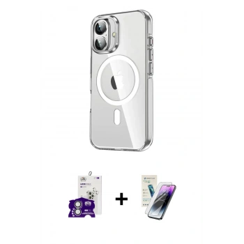 MARSİLYAN™- iPhone 16 Kılıf Nova Doku - Şeffaf Pasifik Cam Ekran Koruyucu + Bilvis Titan Kamera Lens - GS