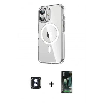 MARSİLYAN™- iPhone 16 Kılıf Nova Doku - Siyah 360 Mat Full Body Arka Koruyucu + PVD Metal Kamera Lens - MI