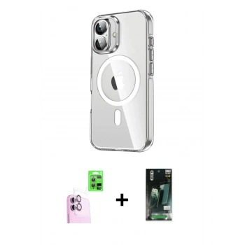 MARSİLYAN™- iPhone 16 Kılıf Nova Doku - Siyah 360 Mat Full Body Arka Koruyucu + Raze Metal Kamera Lens - PE