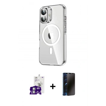 MARSİLYAN™- iPhone 16 Kılıf Nova Doku - Siyah 3D Antistatik Hayalet Cam Ekran Koruyucu + Bilvis Titan Kamera Lens - GS