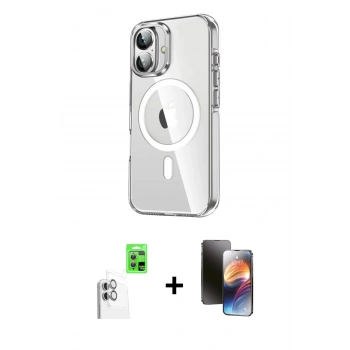 MARSİLYAN™- iPhone 16 Kılıf Nova Doku - Siyah 3D Antistatik Mat Seramik Nano Ekran Koruyucu + Raze Metal Kamera Lens - BZ