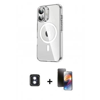 MARSİLYAN™- iPhone 16 Kılıf Nova Doku - Siyah 3D Antistatik Mat Seramik Nano Ekran Koruyucu + PVD Metal Kamera Lens - MI