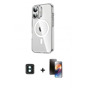 MARSİLYAN™- iPhone 16 Kılıf Nova Doku - Siyah 3D Antistatik Mat Seramik Nano Ekran Koruyucu + PVD Metal Kamera Lens - YL