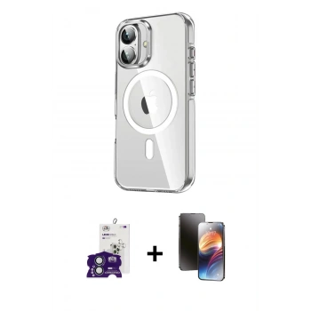 MARSİLYAN™- iPhone 16 Kılıf Nova Doku - Siyah 3D Antistatik Mat Seramik Nano Ekran Koruyucu + Bilvis Titan Kamera Lens - YL
