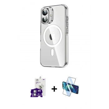 MARSİLYAN™- iPhone 16 Kılıf Nova Doku - Siyah 3D Antistatik Seramik Nano Ekran Koruyucu + Bilvis Titan Kamera Lens - GS