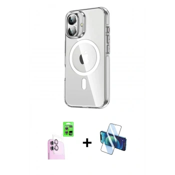 MARSİLYAN™- iPhone 16 Kılıf Nova Doku - Siyah 3D Antistatik Seramik Nano Ekran Koruyucu + Raze Metal Kamera Lens - PE