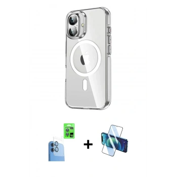 MARSİLYAN™- iPhone 16 Kılıf Nova Doku - Siyah 3D Antistatik Seramik Nano Ekran Koruyucu + Raze Metal Kamera Lens - LT