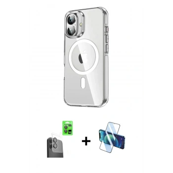 MARSİLYAN™- iPhone 16 Kılıf Nova Doku - Siyah 3D Antistatik Seramik Nano Ekran Koruyucu + Raze Metal Kamera Lens - SH