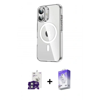 MARSİLYAN™- iPhone 16 Kılıf Nova Doku - Siyah Bilvis 5in1 3D Magic Cam Ekran Koruyucu + Bilvis Titan Kamera Lens - YL