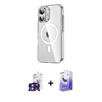 MARSİLYAN™- iPhone 16 Kılıf Nova Doku - Siyah Bilvis 5in1 5D Magic Hayalet Cam Ekran Koruyucu + Bilvis Titan Kamera Lens - YL