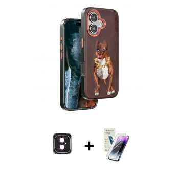 MARSİLYAN™- iPhone 16 Kılıf Nova Form Koleksiyonu - Şeffaf Pasifik Cam Ekran Koruyucu + PVD Metal Kamera Lens - PE