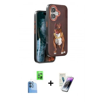 MARSİLYAN™- iPhone 16 Kılıf Nova Form Koleksiyonu - Şeffaf Pasifik Cam Ekran Koruyucu + Raze Metal Kamera Lens - LT