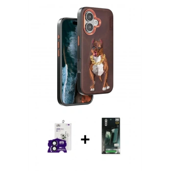 MARSİLYAN™- iPhone 16 Kılıf Nova Form Koleksiyonu - Siyah 360 Mat Full Body Arka Koruyucu + Bilvis Titan Kamera Lens - SH