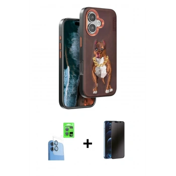 MARSİLYAN™- iPhone 16 Kılıf Nova Form Koleksiyonu - Siyah 3D Antistatik Hayalet Cam Ekran Koruyucu + Raze Metal Kamera Lens - LT