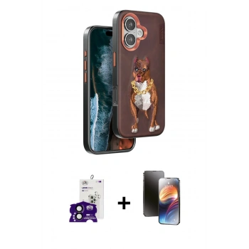 MARSİLYAN™- iPhone 16 Kılıf Nova Form Koleksiyonu - Siyah 3D Antistatik Mat Seramik Nano Ekran Koruyucu + Bilvis Titan Kamera Lens - SH